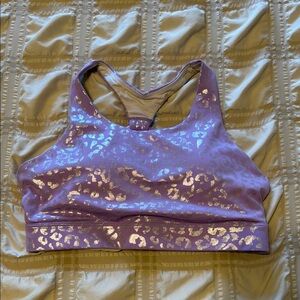 WODBOTTOM Crossafit Work Out Sport Bra PURPLE LEOPARD METALLIC